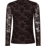 Bruine mesh top met fluwelen bloemen Ydence Brandy – achterkant | Jo&Co Club