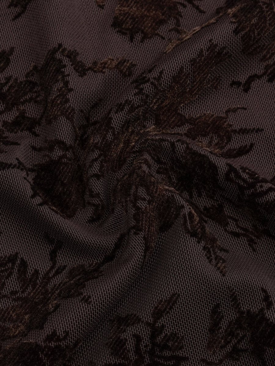 Bruine mesh top met fluwelen bloemen Ydence Brandy – detail van de stof | Jo&Co Club