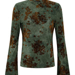 Groene mesh top met fluwelen bloemen Ydence Eggy – voorkant | Jo&Co Club