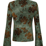 Groene mesh top met fluwelen bloemen Ydence Eggy – achterkant | Jo&Co Club
