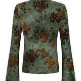 Groene mesh top met fluwelen bloemen Ydence Eggy – achterkant | Jo&Co Club