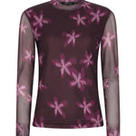 Pruimpaarse mesh top met roze bloemen Ydence Willemijn – voorkant | Jo&Co Club
