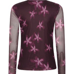 Pruimpaarse mesh top met roze bloemen Ydence Willemijn – achterkant | Jo&Co Club