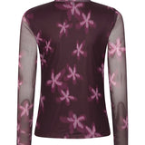 Pruimpaarse mesh top met roze bloemen Ydence Willemijn – achterkant | Jo&Co Club