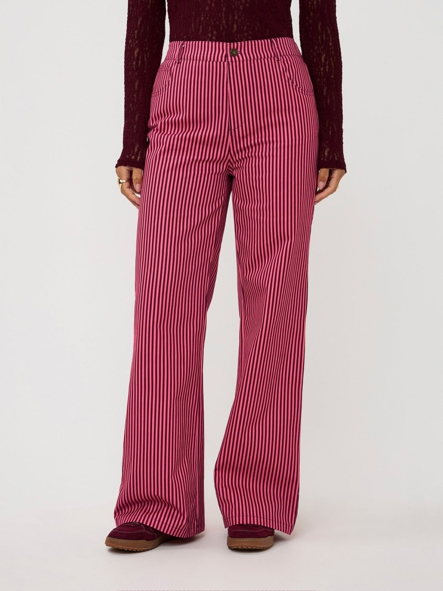 Ydence Pants Djamilla | Roze/Burgundy in broek heeft een basiskleur, broek met wijde pijpen