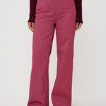 Ydence Pants Djamilla | Roze/Burgundy in broek heeft een basiskleur, broek met wijde pijpen
