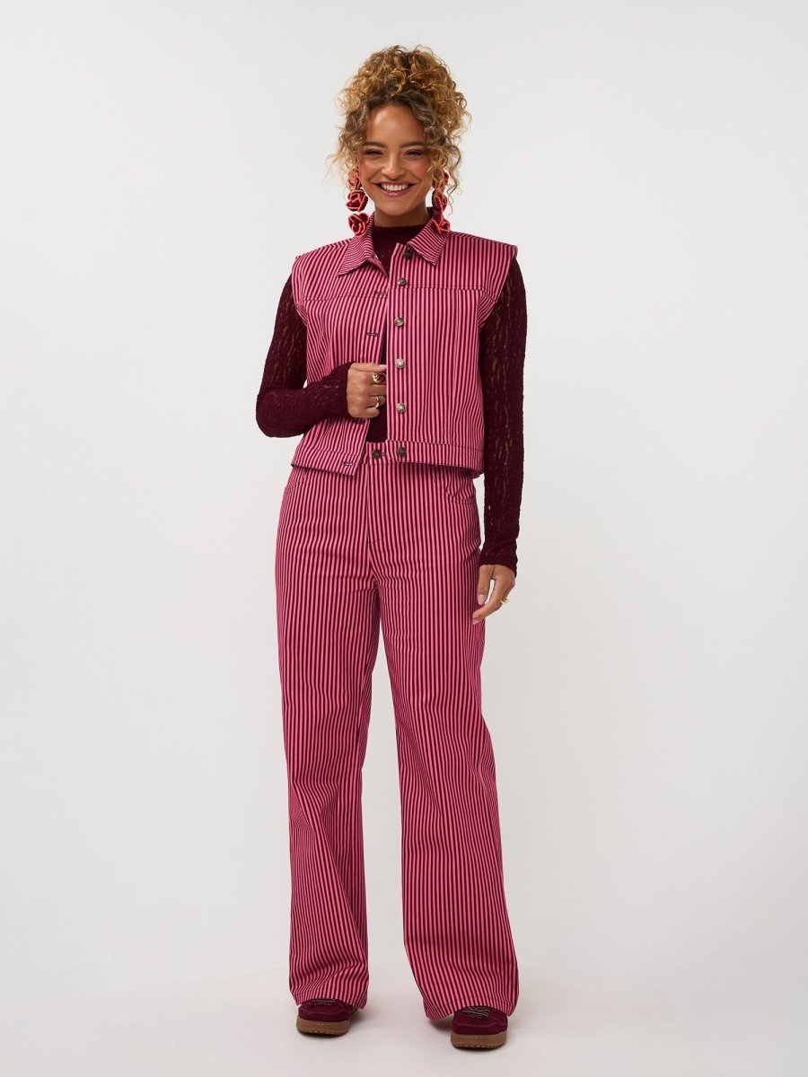 Ydence Pants Djamilla | Roze/Burgundy in felroze, wide leg