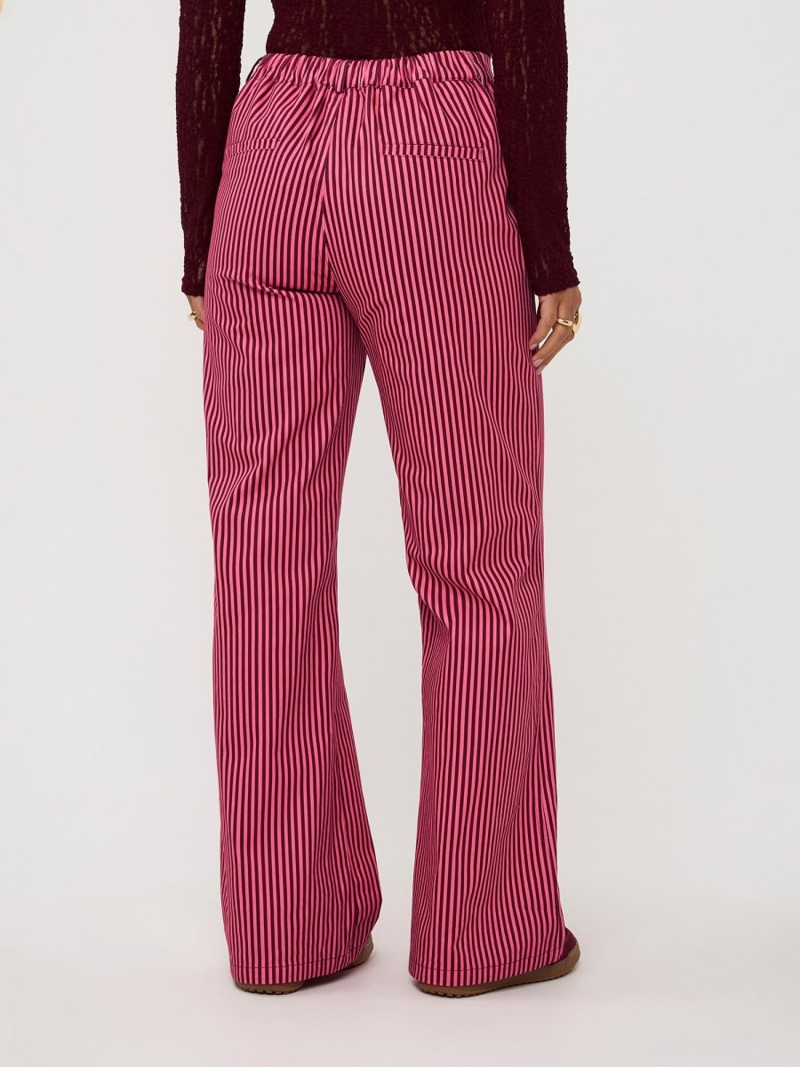 Ydence Pants Djamilla | Roze/Burgundy in donkerrood/bordeaux, High-waist, wijde pijpen
