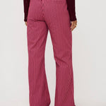 Ydence Pants Djamilla | Roze/Burgundy in donkerrood/bordeaux, High-waist, wijde pijpen