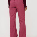 Ydence Pants Djamilla | Roze/Burgundy in donkerrood/bordeaux, High-waist, wijde pijpen