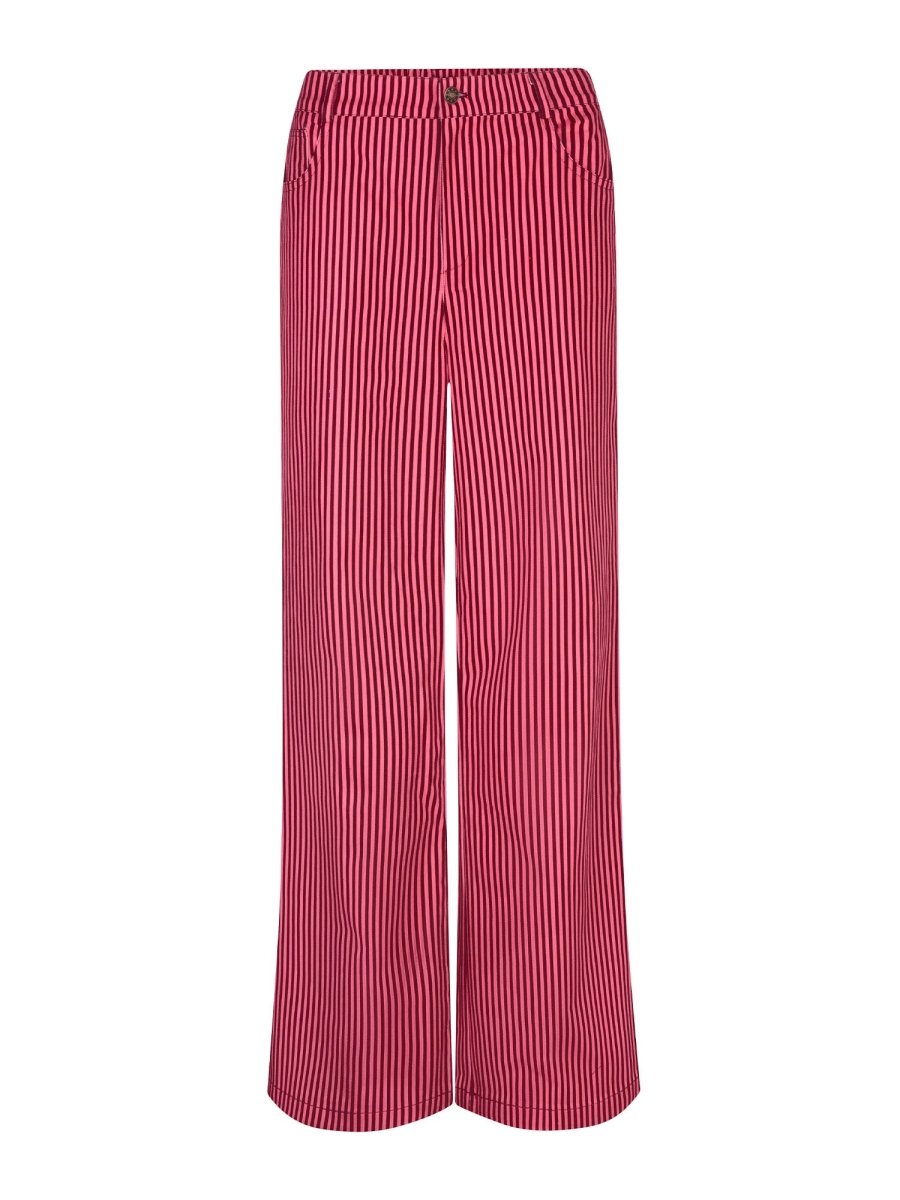 Ydence Pants Djamilla | Roze/Burgundy in Fuchsia, High-waist, wijde pijpen