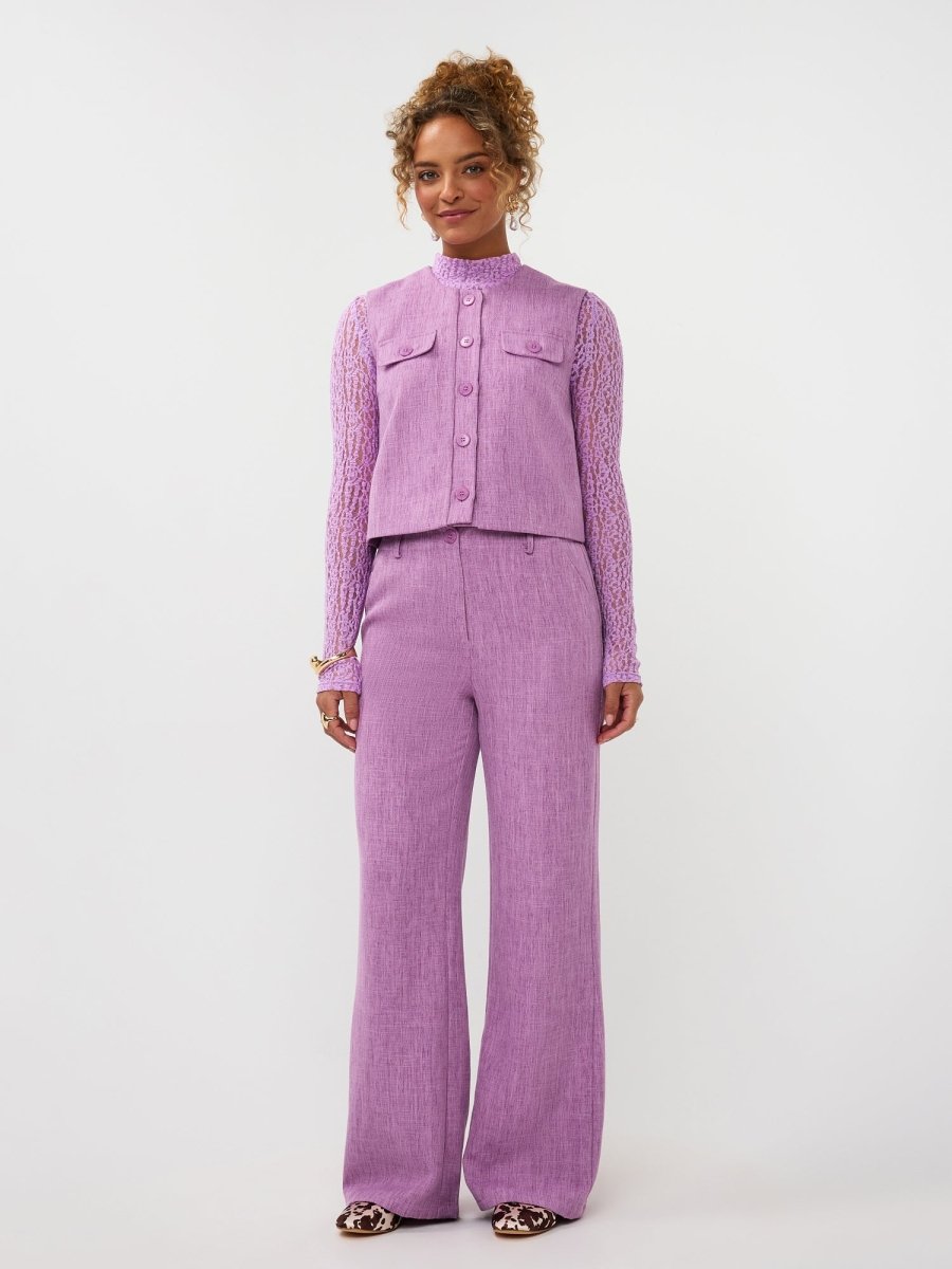 Ydence Pants Leona | Paars in Zacht lila voor het gilet, de broek, wide leg