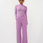 Ydence Pants Leona | Paars in Zacht lila-paars, top met lange mouwen en pantalon