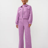 Ydence Pants Leona | Paars in iets lichtere tint lavendelpaars, wijde pijpen