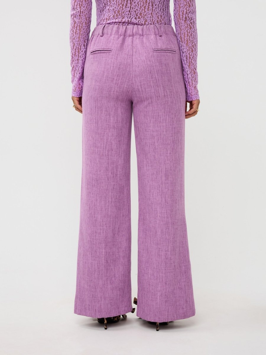 Ydence Pants Leona | Paars in lavendelpaars, High-waisted, losvallend model met wijde pijpen