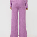 Ydence Pants Leona | Paars in lavendelpaars, High-waisted, losvallend model met wijde pijpen