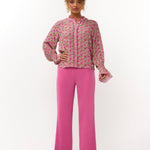 Ydence Pants Solange | Roze in lichtbeige/lichtmintgroen, wide leg