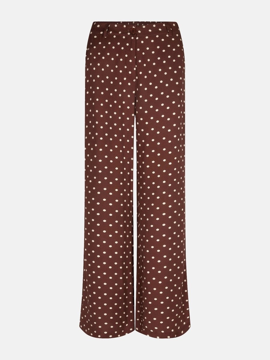 Een vrijstaande productfoto van een broek, frontaal gefotografeerd tegen een effen, lichtgrijze | Ydence Stacey | Jo&Co Club