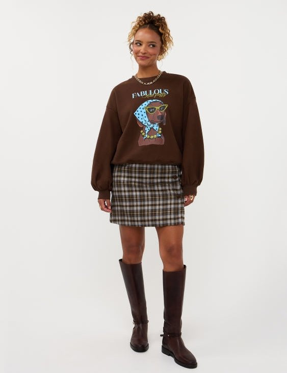 Rok in bruinblauwe ruit | Ydence Jessica | Jo&Co Club