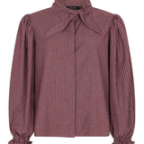 Geruite blouse met strik Ydence Amena in mauve – voorkant | Jo&Co Club