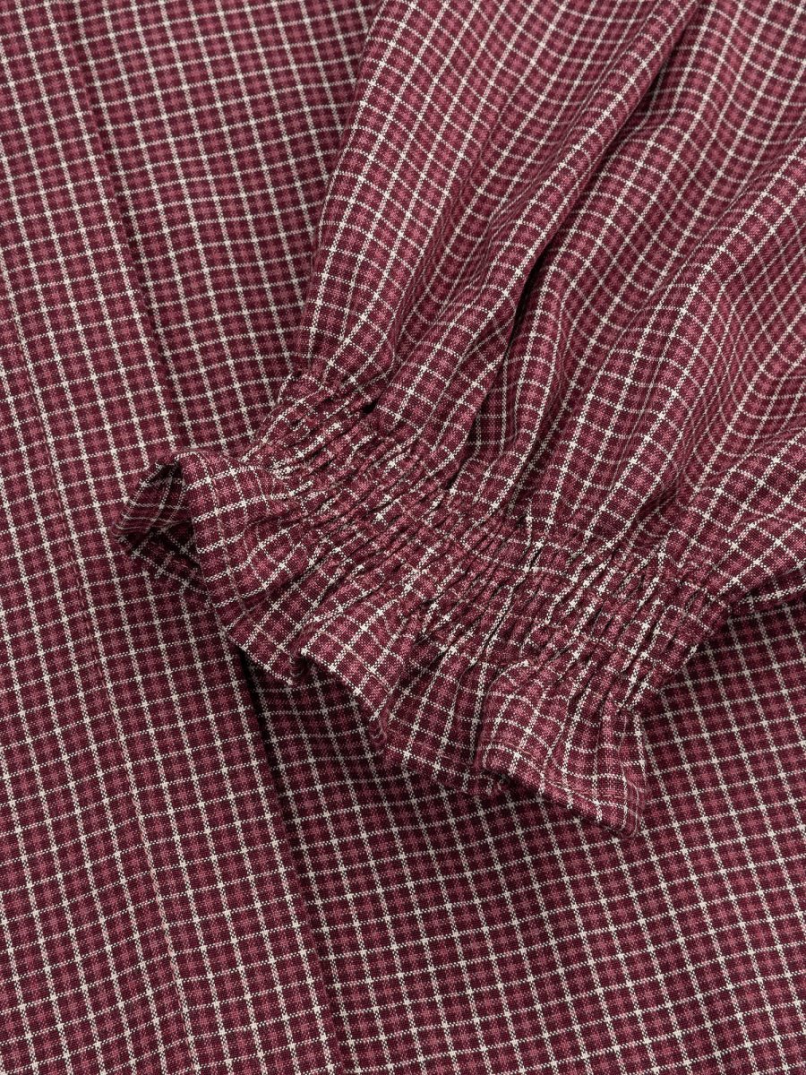 Geruite blouse met strik Ydence Amena in mauve – detail van de stof | Jo&Co Club