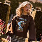Model draagt de Ydence Fabulous and fluffy trui in bruin | Ydence Fabulous | Jo&Co Club