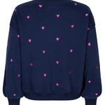 productfoto ydence sweater hearts navy/blauw met roze hartjes achterkant.