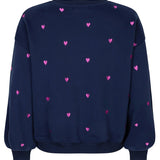 productfoto ydence sweater hearts navy/blauw met roze hartjes achterkant.