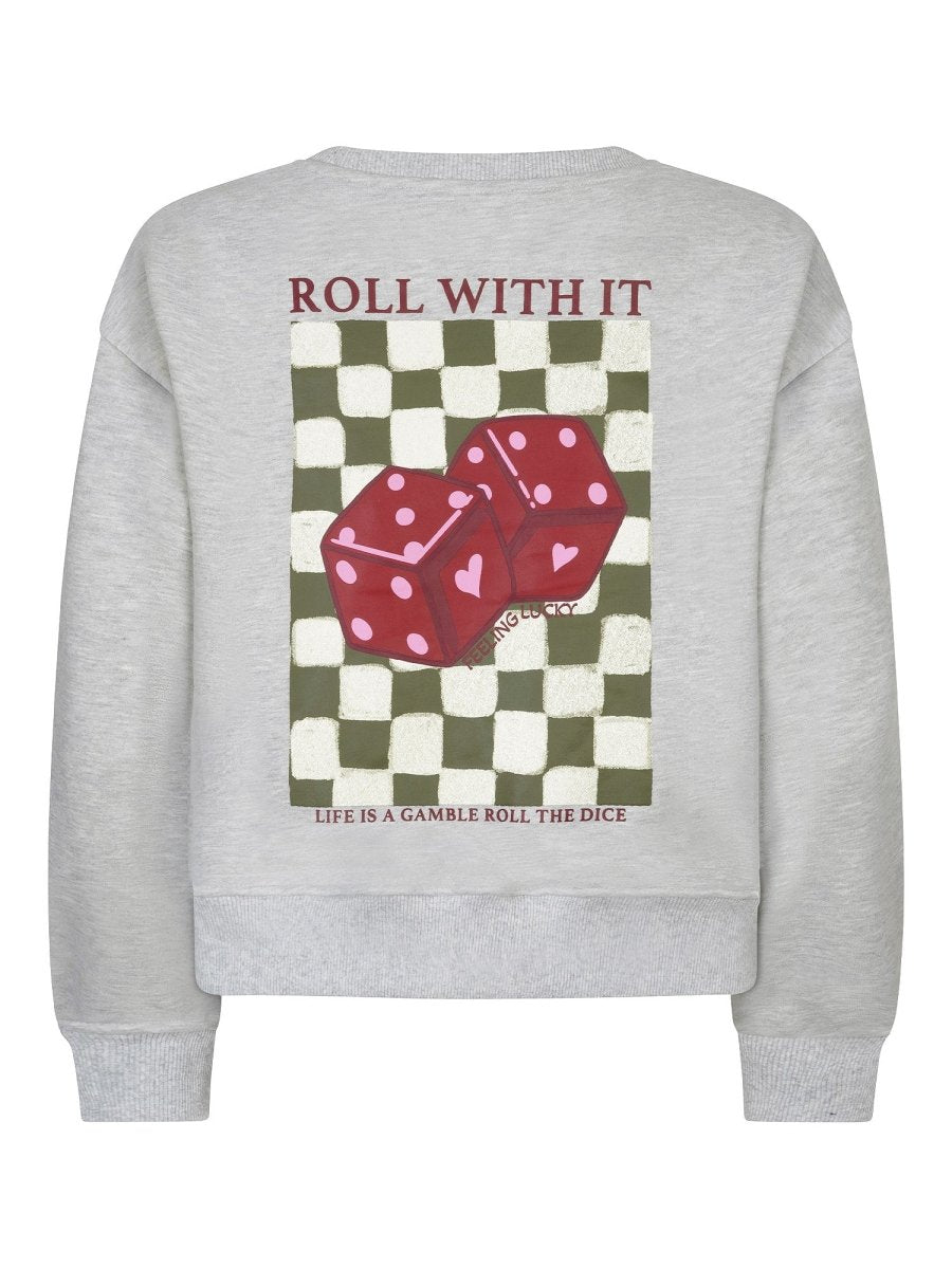 Productfoto ydence sweater roll with it grijs achterkant.