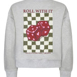 Productfoto ydence sweater roll with it grijs achterkant.