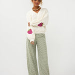Ydence Sweater Strawberry | Ecru in crèmekleurig, wide leg