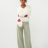 Ydence Sweater Strawberry | Ecru in crèmekleurig, wide leg