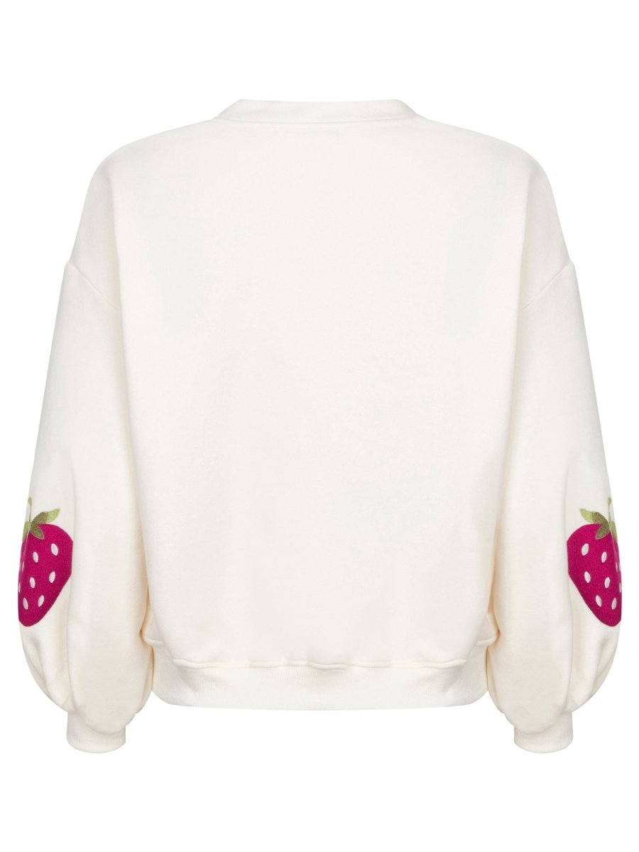 Ydence Sweater Strawberry | Ecru in Gebroken wit (hoofdkleur), felroze/fuchsia, oversized