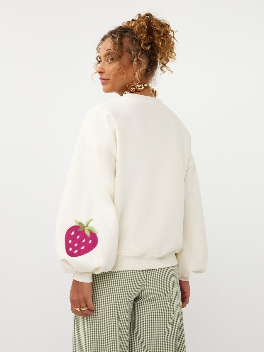 Ydence Sweater Strawberry | Ecru in Crèmekleurig, wijde pijpen