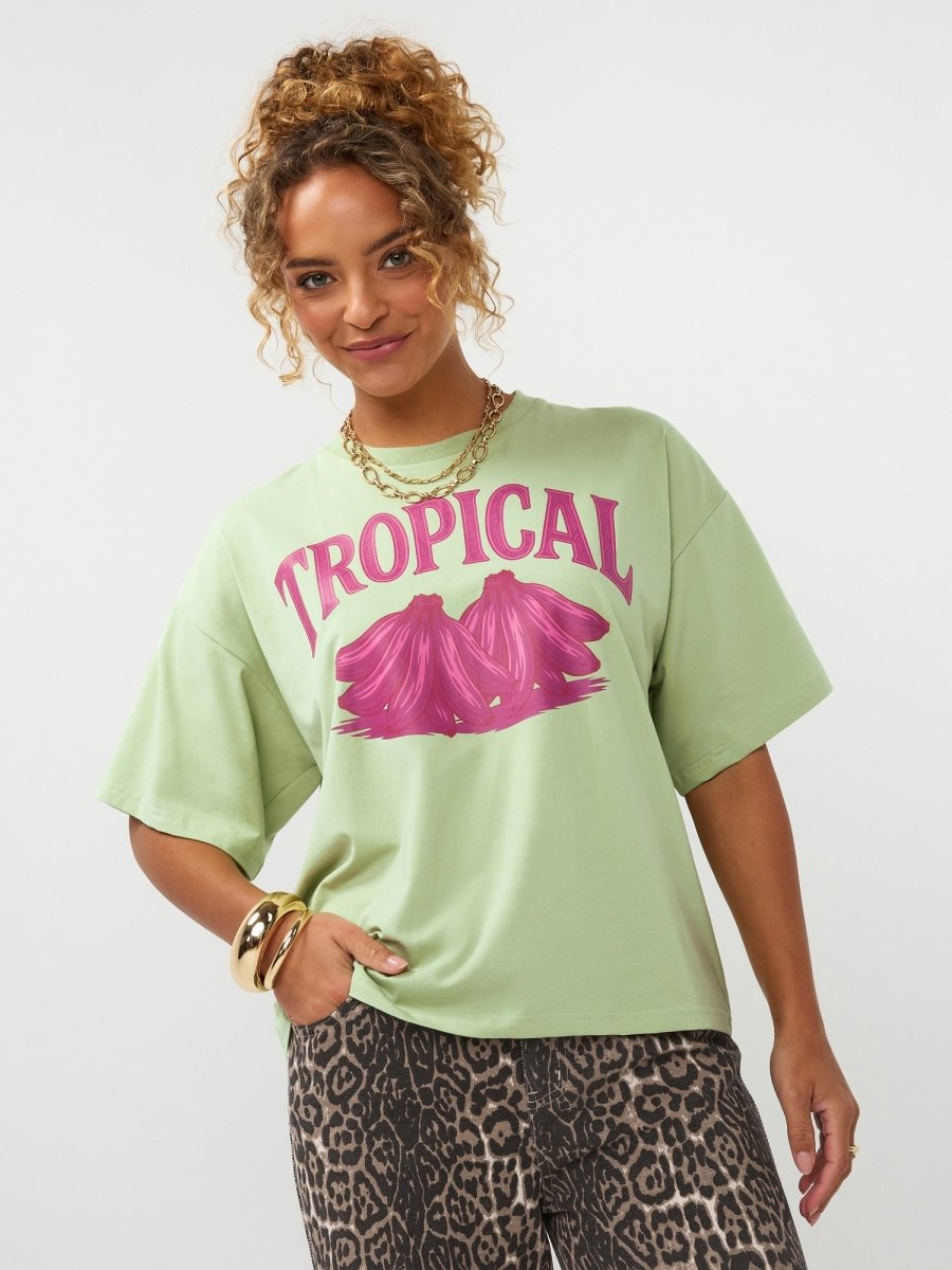 Ydence T-shirt Tropical Groen – T-Shirts van Ydence, kleur 34/XS, maat | Jo&Co Club