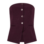 Vrijstaande productfoto van een top in aubergine op een witte achtergrond | Ydence Asher | Jo&Co Club