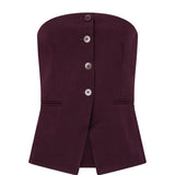 Vrijstaande productfoto van een top in aubergine op een witte achtergrond | Ydence Asher | Jo&Co Club