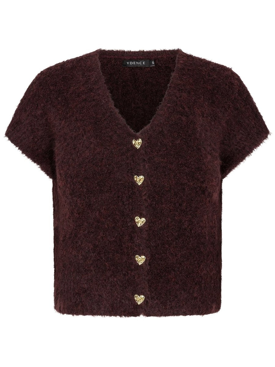 Pruimpaars vest met gouden hartjesknopen Ydence Rochelle – voorkant | Jo&Co Club