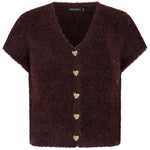 Pruimpaars vest met gouden hartjesknopen Ydence Rochelle – voorkant | Jo&Co Club