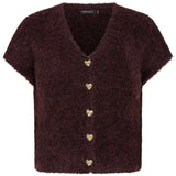Pruimpaars vest met gouden hartjesknopen Ydence Rochelle – voorkant | Jo&Co Club